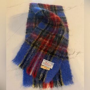 Montrose Scotland Vintage Mohair & Wool Blue and Red Tartan Scarf Mcbeth Plaid